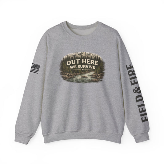 Out Here We Survive Unisex Heavy Blend™ Crewneck Sweatshirt